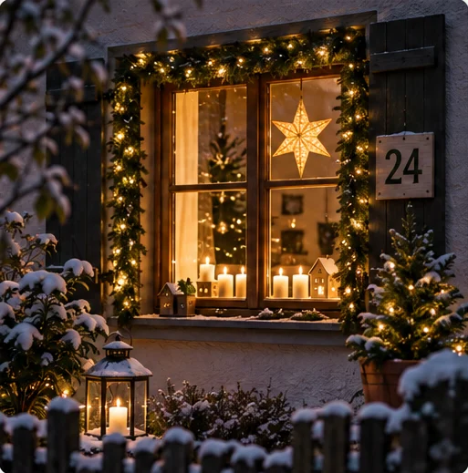 Fénylő adventi ablak
